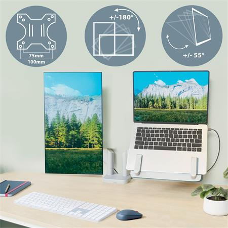 Rameno na monitor a notebook, LEITZ "Ergo Dual", svetlosivá 10