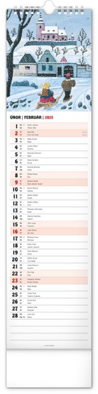 NOTIQUE Nástenný kalendár Josef Lada CZ/SK 2025, 12 x 48 cm