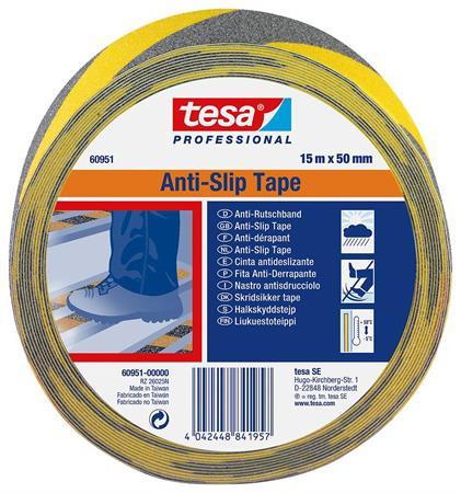 Protišmyková páska, 50 mm x 15 m, TESA "Anti-Slip", čierna-žltá