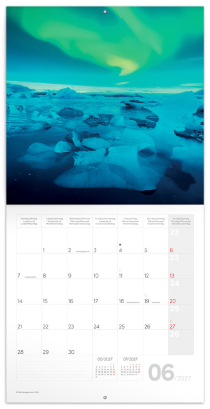 NOTIQUE Grid calendar Aurora Borealis 2027, 30 x 30 cm 1