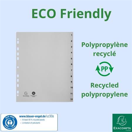 Register, plastový, A4+, 1-12, EXACOMPTA, sivý 5