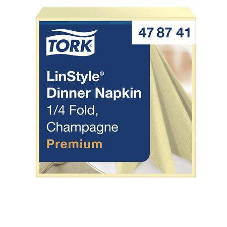 Servítky, priemyselne kompostovateľné, 1/4 ohyb, 1-vrstvové, 39x39 cm, Premium, TORK "LinS