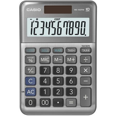 Kalkulačka, stolová, 10 miestny displej, CASIO "MS-100 FM", sivá