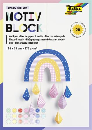 Dekoračný kartón, 2 stranný, 24x34 cm, 270 g, 20 listov, FOLIA "Basic Rainbow", 20 rôznych 1
