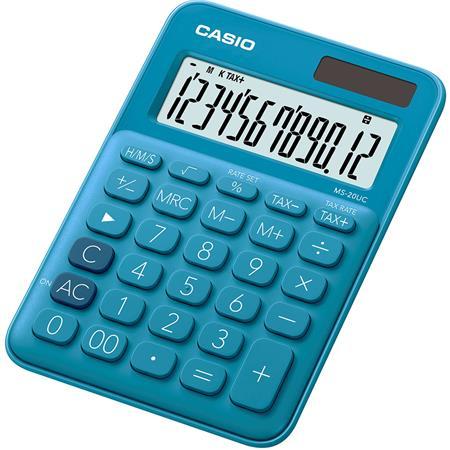 Kalkulačka, stolová, 12 miestny displej, CASIO, "MS 20 UC", modrá
