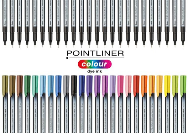Liner, sada, 0,4 mm, PENTEL "Pointliner", 24 rôznych farieb 2