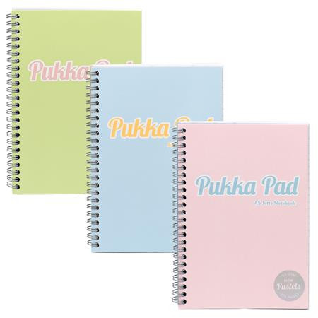 Špirálový zošit, A5, linkovaný, 100 listov, PUKKA PAD "Pastel Jotta Pad", mix farieb 7