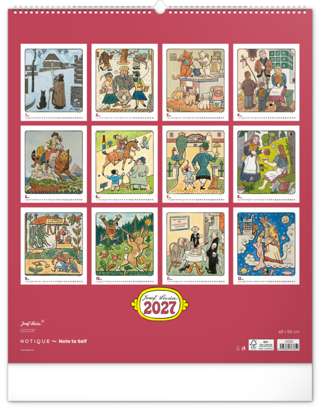 NOTIQUE Nástenný kalendár Josef Lada 2027, 48 x 56 cm 13