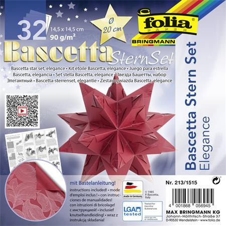 Bascetta hviezda, sada, 14,5x14,5 cm, 90 g, 32 listov, FOLIA, červená -džungľa 1