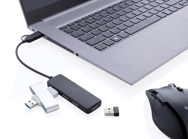 USB hub z RCS recyklovaného plastu čierna 4