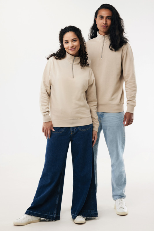 IQONIQ Elgon sveter s krátkym zipsom z recyklovanej bavlny desert XXS 15