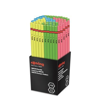 Grafitová ceruzka, displej, HB, šesťhranná, ROTRING "NEON", mix farieb