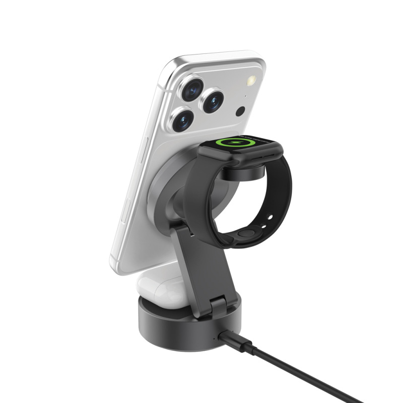 Quantum RCS 25W ultrarýchla bezdrôtová nabíjačka 3 v 1 sivá 8