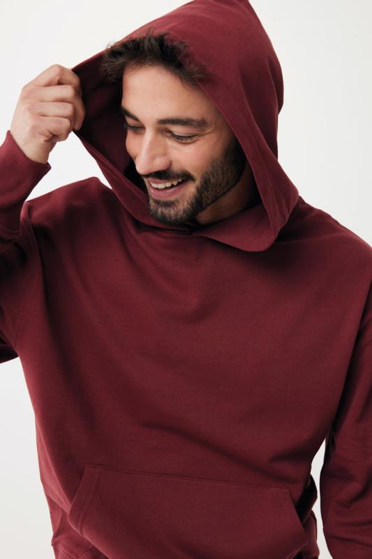 Mikina s kapucňou Iqoniq Yoho relaxed fit z recykl. bavlny vínovo červená XXXL 14